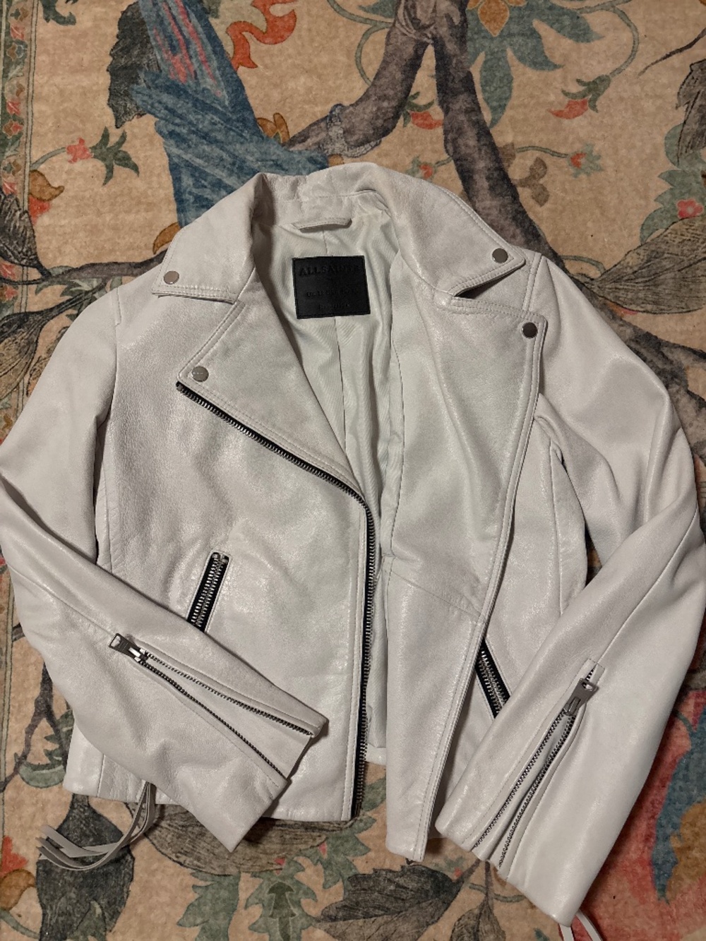 All Saints White Leather Moto Jacket
